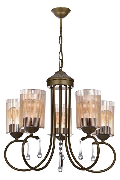 polataydinlatma Mihrimah 5 Li Optik Camlı Avize (kahverengi)