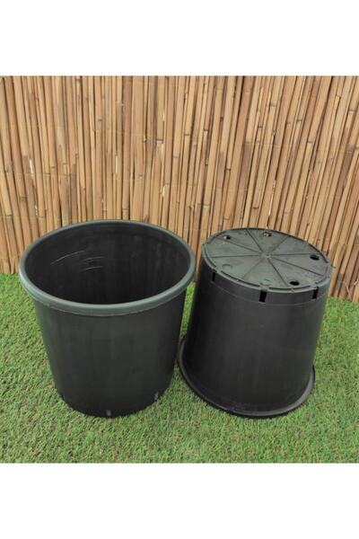 Asenya Üretim Saksısı 2 Adet 11,5 Lt 24x24 Cm Plastik Saksı Siyah Üretim Saks...