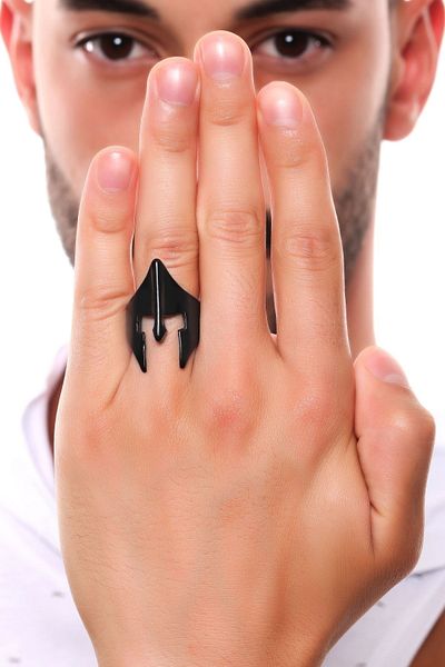 LABALABA Men's Black Oxide Plated Adjustable Helmet Ring