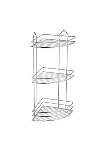 Kitchen Store Suport pentru șampon pentru colț pentru baie, cromat inoxidabil, cu 3 niveluri, raft pentru baie