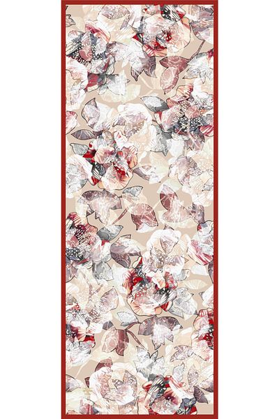 19V69 ITALIA Mink Claret Red Cream Shawl Floral Pattern Elegante Series with Scarf Hanger 75x200 Cm