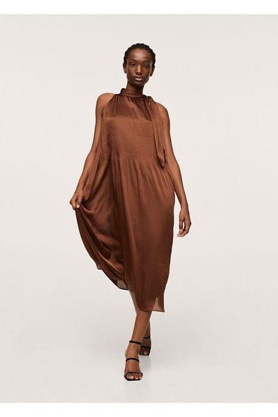 MANGO Woman Rochie cu guler cu fundă