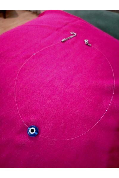 fabrikaksesuar Ghost Necklace with Blue Glass Evil Eye Beads