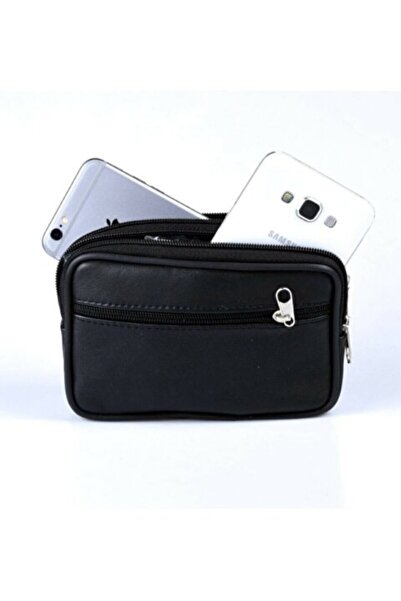 MERİÇ TASARIM Hakiki Deri 3 Fermuarlı Küçük Kemer Çantası 10 cm Boy 17 cm Eninde