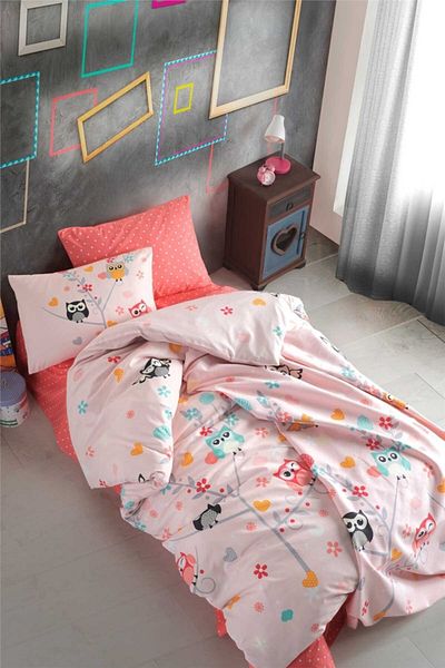 Cotton Life طقم بيكيه مطبوع فردي لولا بينك