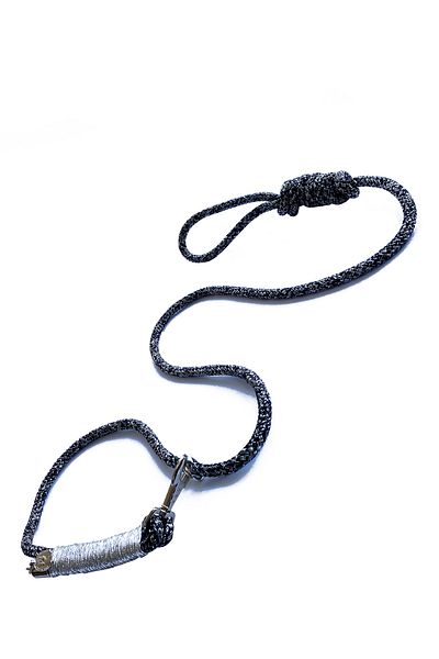 PETSWUU Black and White Choking Training Leash (metallic Gray Tip)