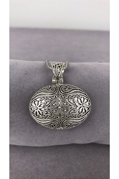 BEY SİLVER Telkari Parmak Izi Yuvarlak Gümüş Kadın Kolye