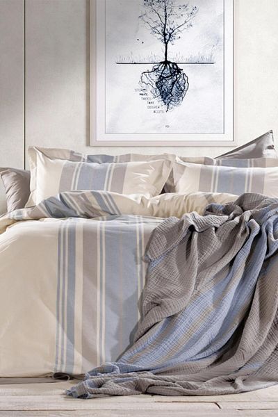 ZEBRA CASA Moly Gray/indigo Double Duvet Cover Pique Set