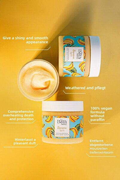 THE BATH FACTORY Hydratační a čistící bambucký tělový peeling - s příchutí banánu 300 gr