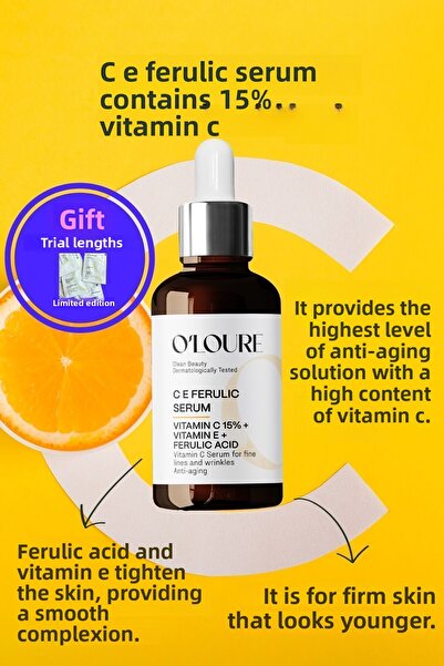 o'loure beauty سيروم فيروليك C E 15% فيتامين C لتفتيح البشرة ومضاد للشيخوخة