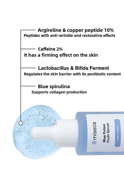 miseca Blue Potion Anti-Wrinkle Peptide Serum 30 ml |   Argireline Caffeine