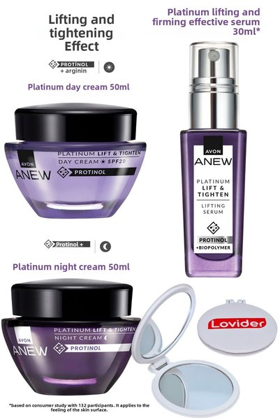 AVON Anew Platinum Set; Day + Night Cream 55+ Age + Serum with Lifting and Fi...