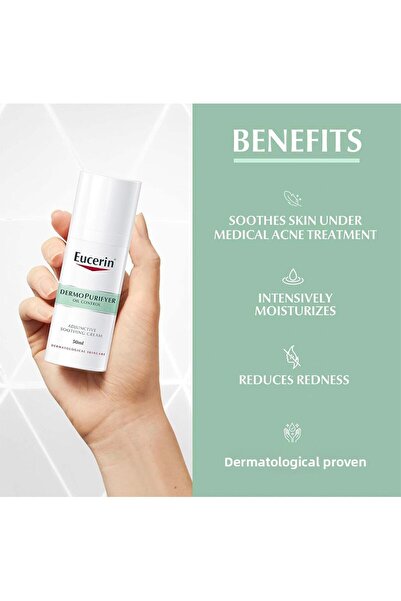 Eucerin كريم نهاري مهدئ إضافي من Dermopurifyer بعامل حماية من الشمس 30+ 50 مل