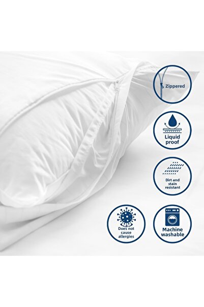 Fibril 2-piece Stain-proof Zippered Mattdress Pillow Mat - 50x70cm