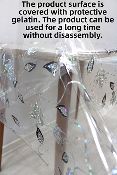 DDHOME Pvc Transparent Erasable Oilcloth Tablecloth 013-Silvery Leaf