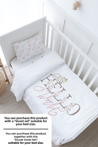 Tuğba Kuğu Baby Size Fitted Sheet Set - Pure Baby Series - Hello World