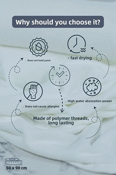 denizlicotton Микрофибърна кърпа за коса, специална за фризьори, без боядисване, 50x90 см, комплект от 4