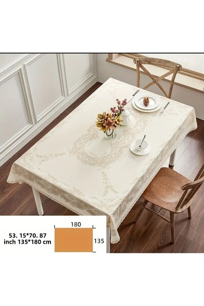 Blue Home Meiwa LUX لؤلؤة بولي كلوريد الفينيل الدانتيل المضادة للانزلاق سهلة لمسح مفرش طاولة مقاوم للسوائل / الحجم: 132 سم × 180 سم