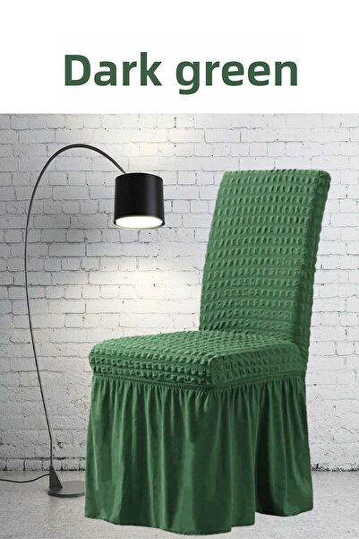 BAYAWAN 6 أغطية كراسي بتنورة مجعدة. غطاء كرسي قياسي مرن وقابل للغسل.