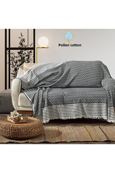 polen cotton غطاء أريكة من الكتان الطبيعي - شال أريكة