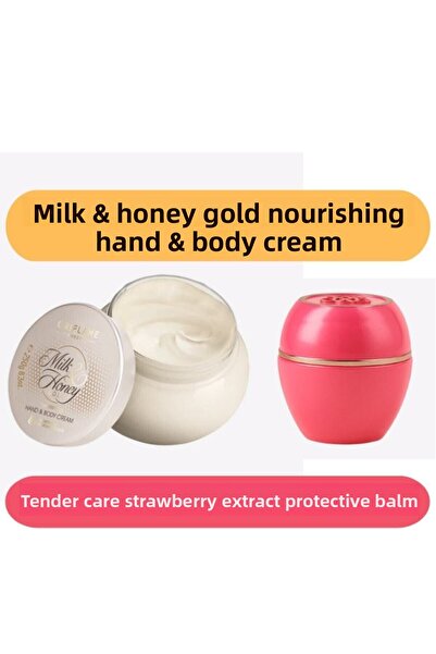 Oriflame كريم مغذي لليدين والجسم من ميلك آند هوني جولد، بلسم للعناية اللطيفة ...