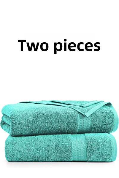 KAYABEY HOME Türkiz kétrészes nagy fürdőlepedő 100% pamut puha zuhanytörölköző csíkos mintával 90 x 150 cm