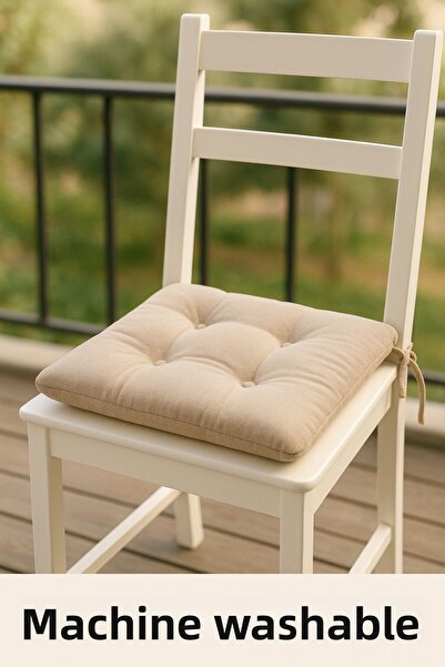 UYKUPEREST Pofidık Beige Chair Cushion – Laced, Silicone Filled, Washable