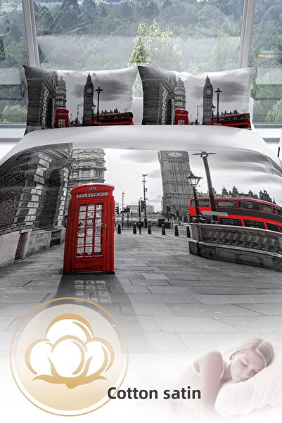 PerlaSera Σετ παπλωματοθήκης London 3d Cotton Satin Διπλό