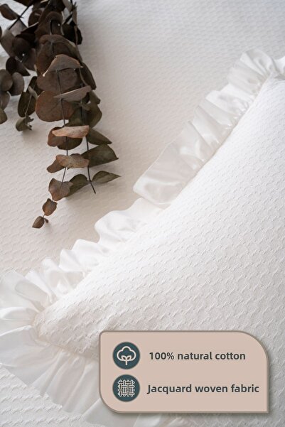 Odamoda White Single Eva Bedspread Set - Cotton and Ruffled, Stylish Box and Pack