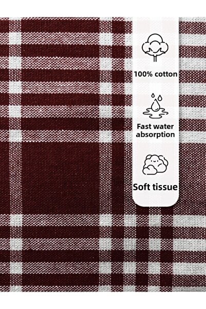 Tuable Pöti Checkered 3-Piece Drying Cloth Claret Red 45x70cm