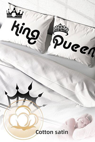 PerlaSera Τρισδιάστατο Προσαρμοσμένο Σχέδιο - Σετ Παπλωματοθήκη από Βαμβακερό Σατέν Διπλό, Kingdom Room