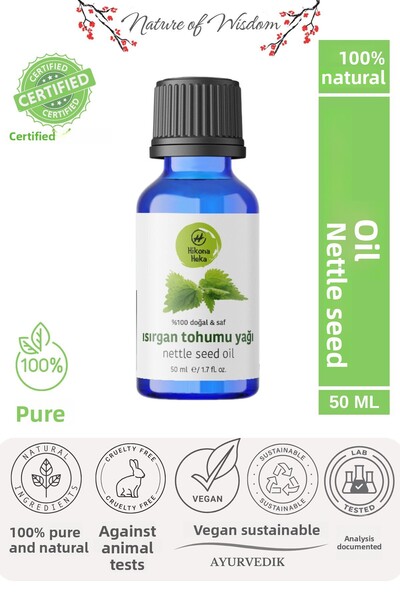 Hikona Heka زيت بذور نبات القراص نقي وطبيعي 100% معصور على البارد 50 مل (العن...