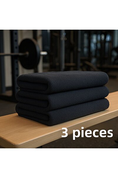XAMANTHA 3 Πακέτα Microfiber 50 X 90 Μαύρη Αθλητική Πετσέτα Πετσέτα Χεριών Ba...
