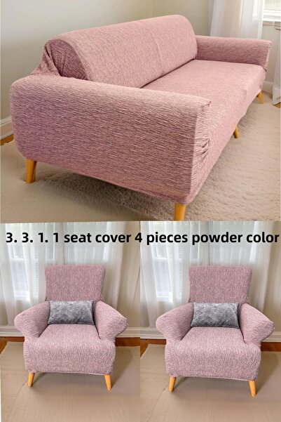 intil Set huse de scaun jacquard din bumbac flexibil și lavabil - Set 3+3+1+1