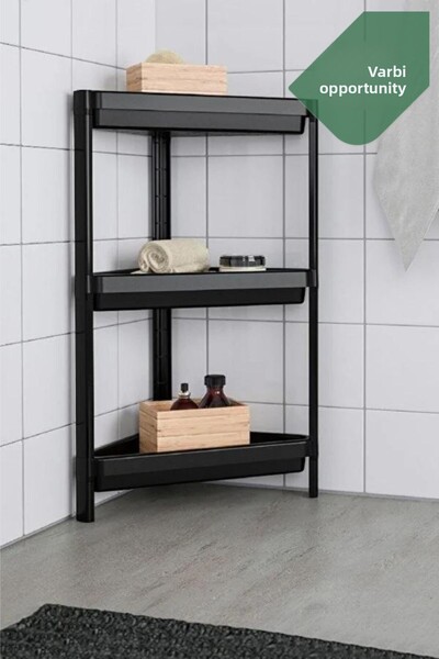 Varbifırsat Vesken Triangle Shelf Unit 3 Tiers Corner Bathroom Shelf Organizer Shampoo Holder