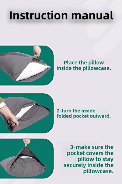 Eve Tekstil 2Pcs Ranforce Plain Cotton Satin Antibacterial Zippered Washable Luxury Pillowcase 50X70Cm