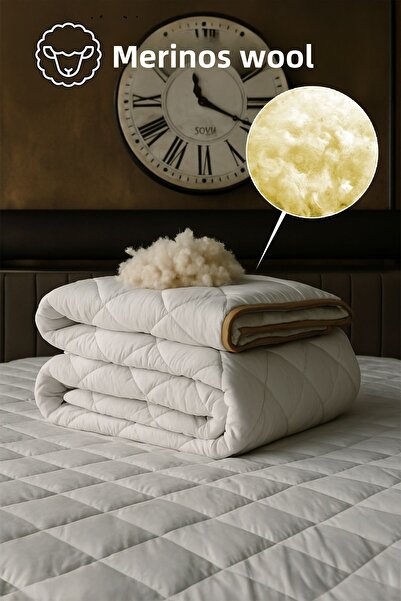 BEYAZLALE King Size Lamb Wool 100% Natural Quilt |   Organic Merino Wool Quilt with Special Bag