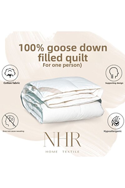 NHR HOME حشوة ريش الإوز 100%، مضاد حيوي طويل الأمد، لحاف متناسق مع البشر 155x215