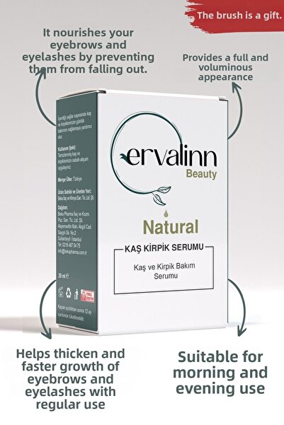 Ervalinn Natural Eyebrow Eyelash Serum Anti-Shedding Nourishing Lengthening Strengthener 20ml Lip Balm Gift