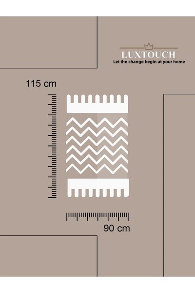 Lux Touch Gray Armchair Liva - 2 Armchair Covers 115X90 cm and Tufted Shawl with Pompom