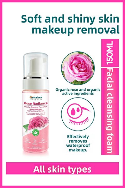Himalaya Since 1930 Micellar Brightening Facial Cleansing Foam, Organic Rose,...
