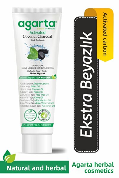Agarta معجون أسنان خالي من الفلورايد بالكربون المنشط بخلاصة جوز الهند الطبيعي...