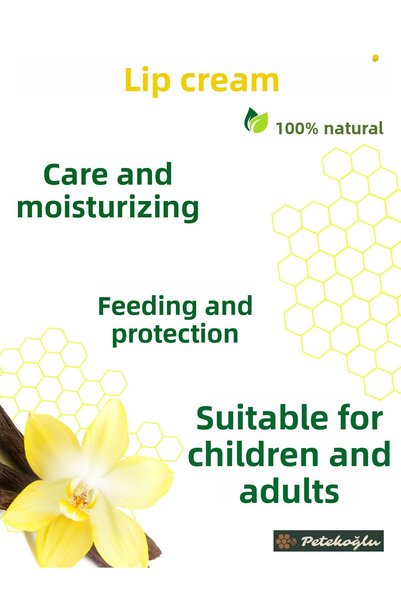 Petekoğlu (2 Pieces) Natural Honey Lip Balm with Propolis, Calendula, Shea, Vanilla Oil, Beeswax