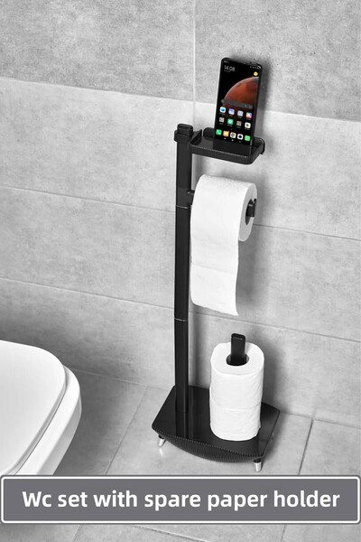 LUCKYHOMES ورق تواليت أسود - منظم حامل للمرحاض