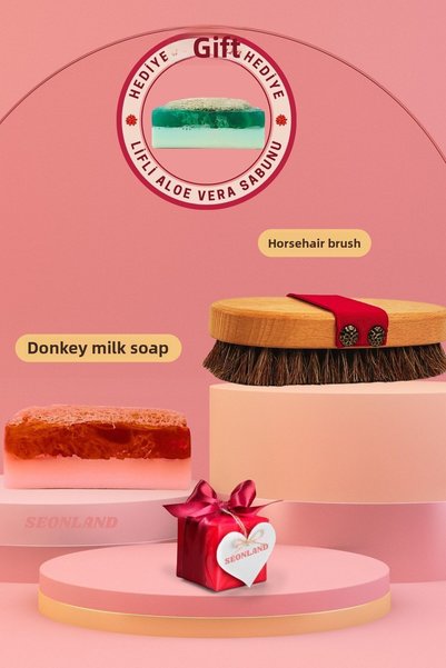 Seonland Natural Horsehair Cellulite Ingrown Brush & Pumpkin Fiber Honey Donk...