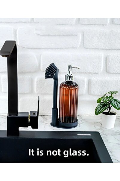 Pink Cat Kitchen موزع صابون سائل مع فرشاة سيليكون - طقم تنظيف المطبخ - الحمام...