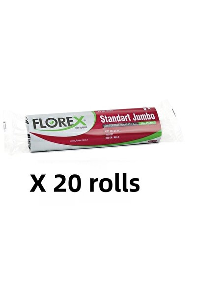 Florex فلوركس ستاندرد جامبو مقاس (80×110 سم) أكياس قمامة سوداء 20 رول 10*20=2...