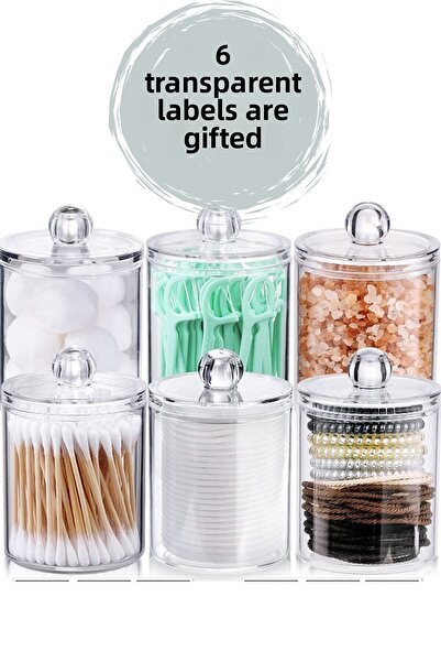 Böğürtlen Home طقم حمام مكون من 6 قطع - منظم للأذنين والقطن والمكياج والقطن والمجوهرات في الخزانة