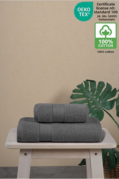 Ellaline طقم مناشف حمام قطن 100% منقوشة بالألماس - قطعتين، 50x80 سم/70x130 سم، معتمد من OEKO-TEX