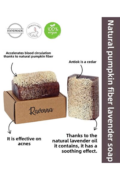 RAVENNA صابون اللافندر المصنوع يدوياً من ألياف اليقطين الطبيعية 130 جرام